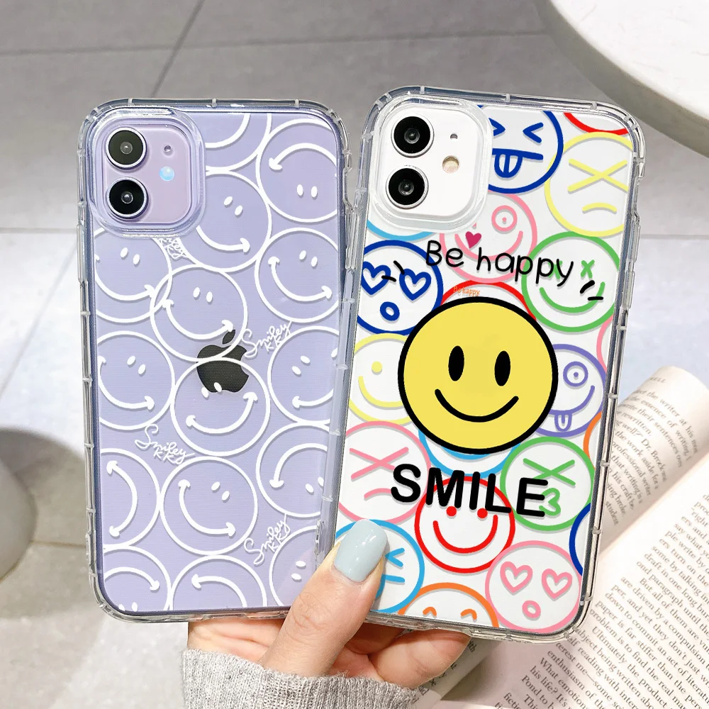 Clear Phone Case for iPhone 13 Pro Max Fundas Silicon Cover iPhone 11 12Pro 7 8 XR XS X 6 Plus 6S SE 2020 13Mini Smiley Shell