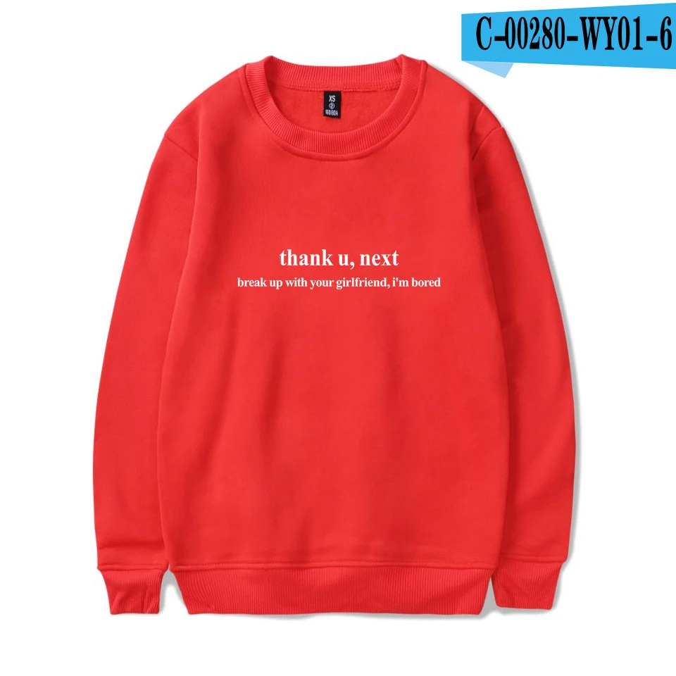 red Ariana Grande Thank U Next Толстовка с принтом, пуловер в стиле хип-хоп, Мужская/женская одежда большого размера - Цвет: red