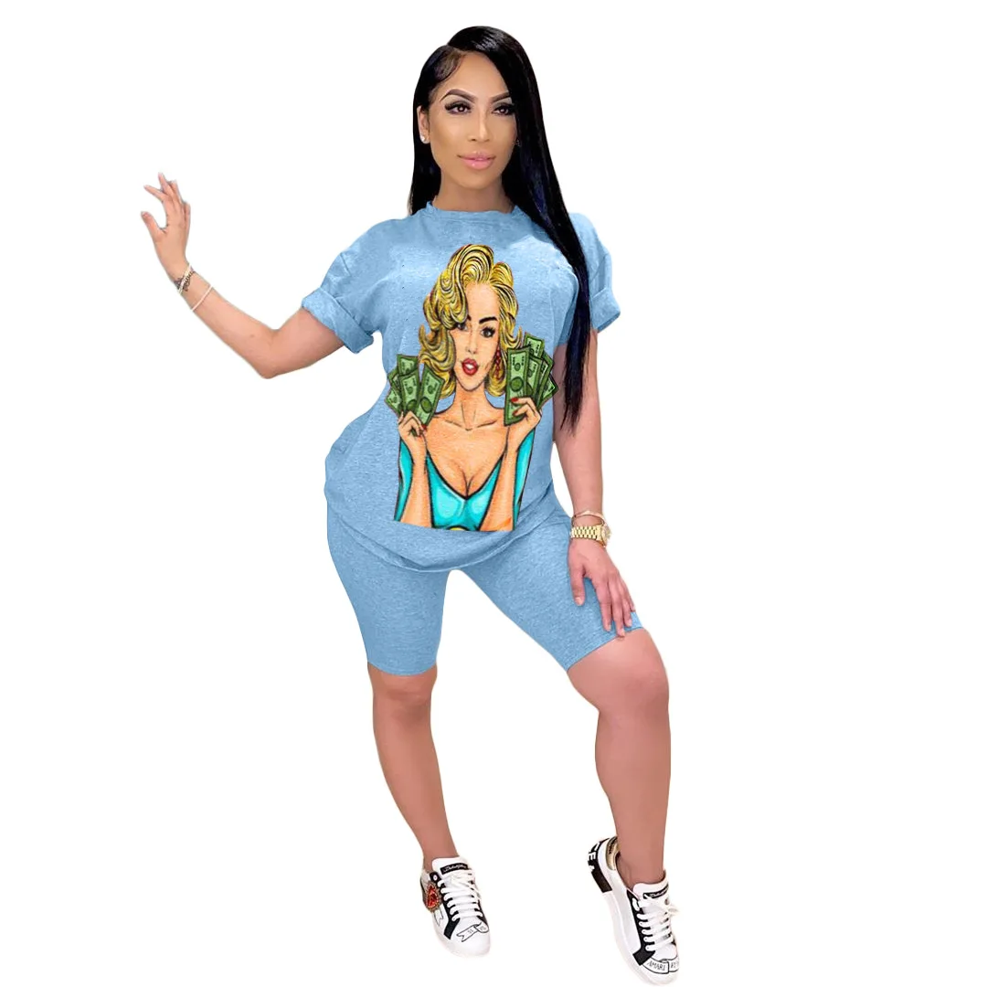 спортивный костюм женск Комплект из двух предметовженский летняя одежда с