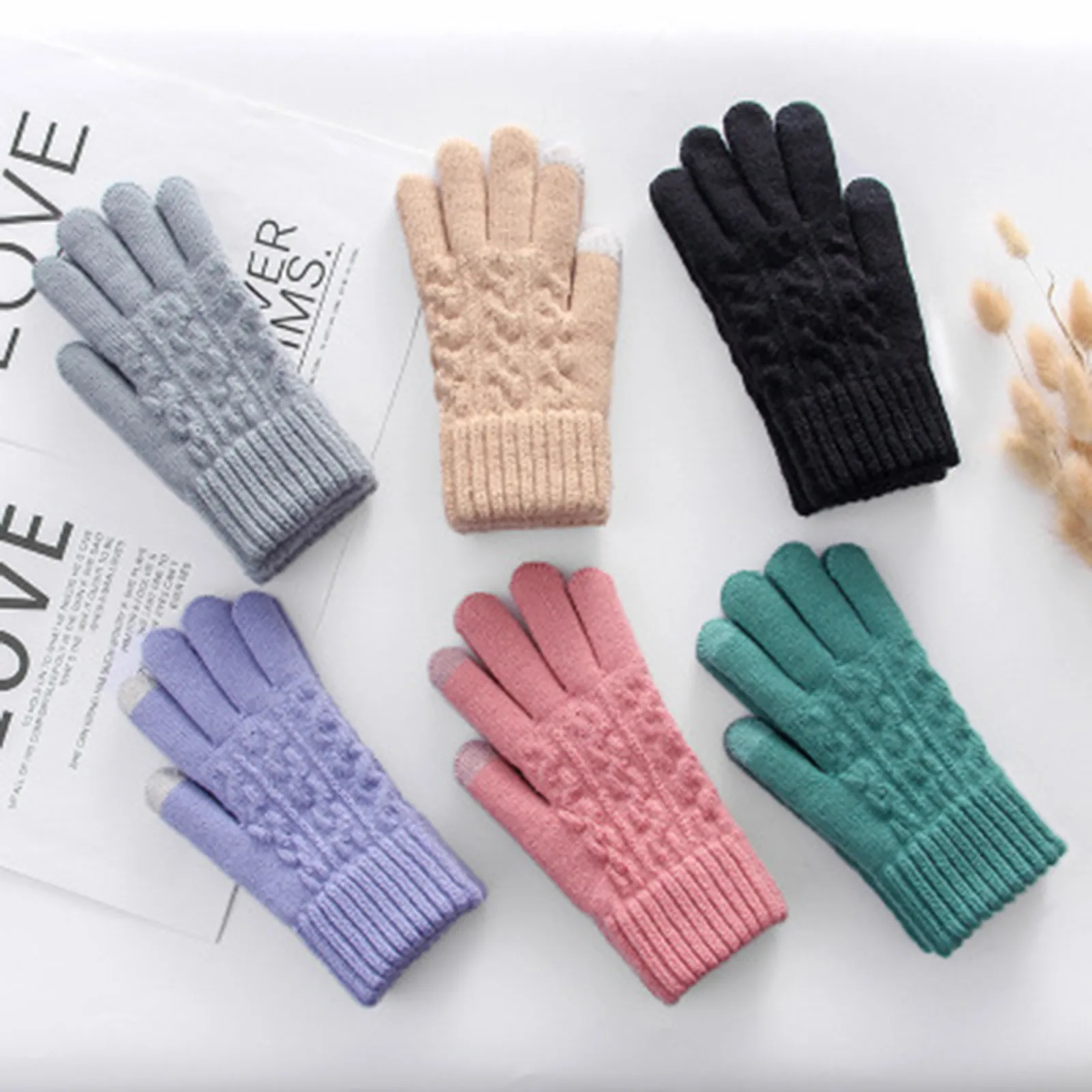 

Fashion Women Multi-function Riding Screen Cute Autumn And Winter Thickening Gloves Soft Warm Mitten