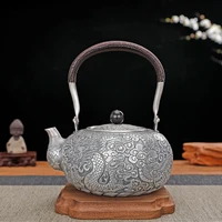 silver kettle pure silver 999 pure hand carved xianglong chinese retro home tea set pure silver pot