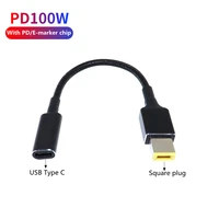 100w usb type c female to square plug converter usb c fast charging cable laptop dc power adapter connector for lenovo thinkpad