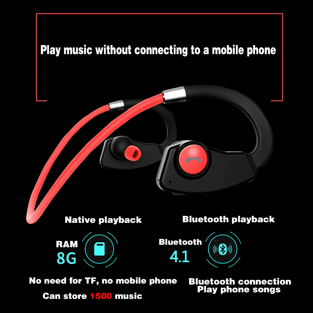 Bluetooth наушники Mp3 музыкальный плеер Спортивные Беспроводные водонепроницаемые