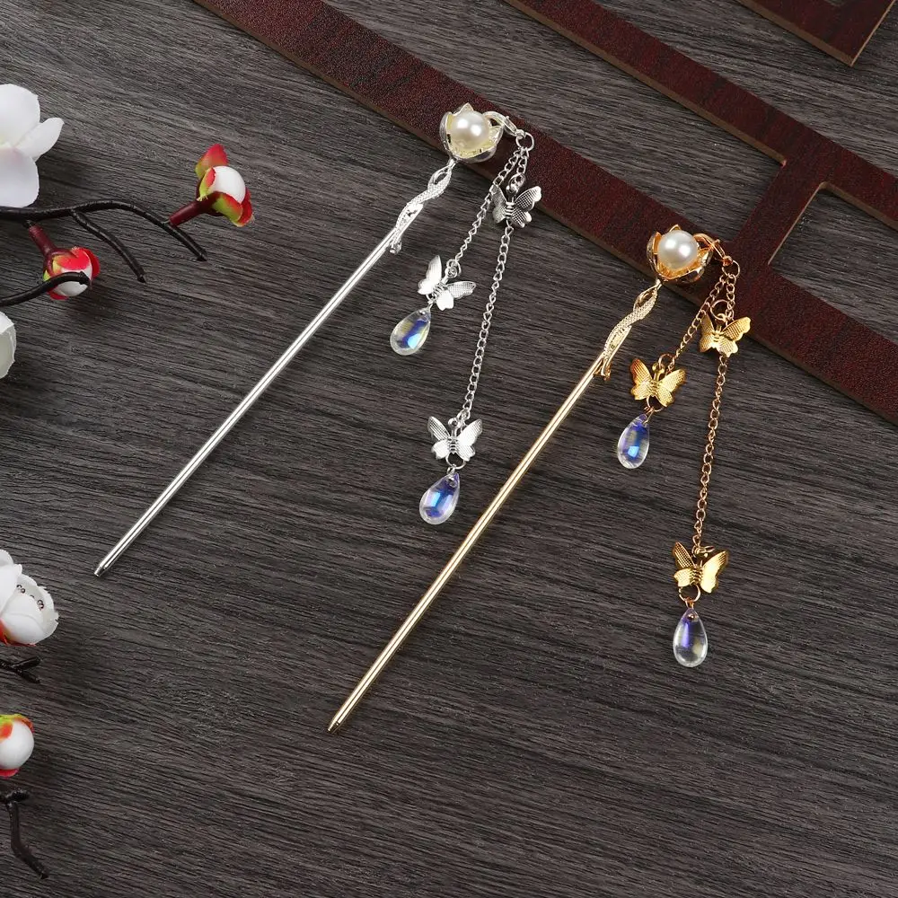 

Bridal Headdress Hair Chopstick Clips Hair Chopsticks Butterfly Long Tassels Hair Sticks Chinese Style Hairpins Retro