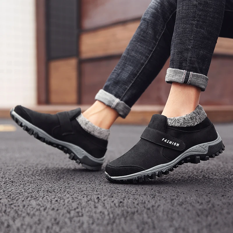 Классические мужские ботинки зимние уличные плюшевые теплые замшевые ботильоны