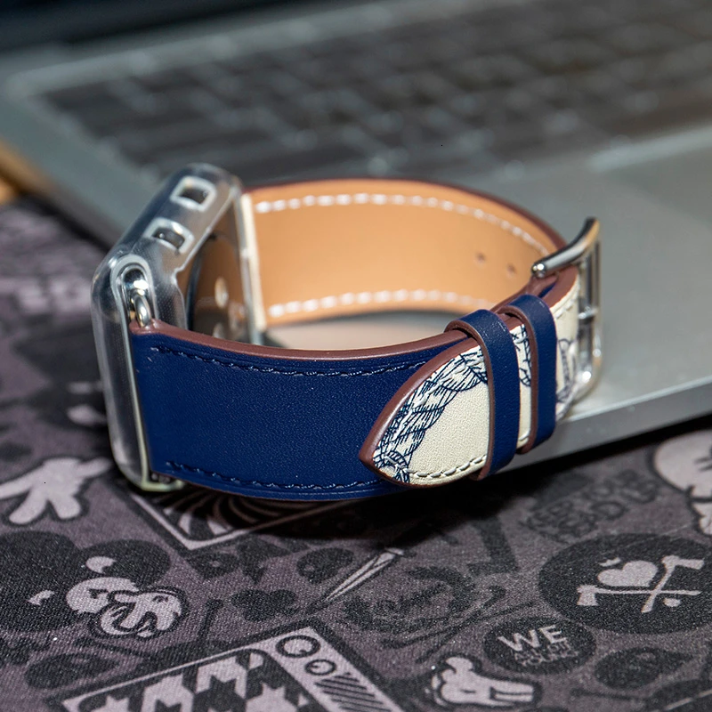 Ремешок из коровьей кожи для Apple Watch Band 44 мм iwatch Series 5 4 3 2 1 умные Аксессуары 42 мм петля 38 мм Замена браслета 40 мм