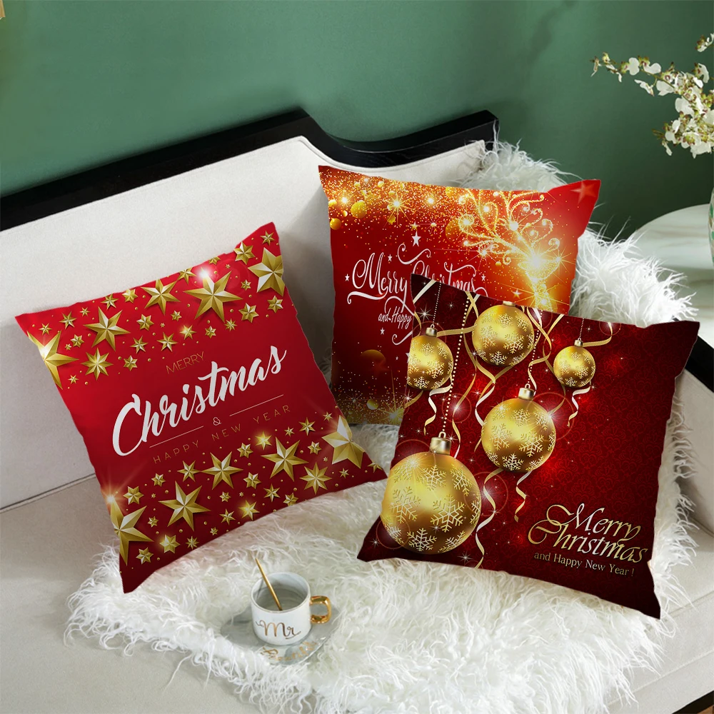 Праздничная красная декоративная наволочка для дивана 45 х45 см|Наволочки| |