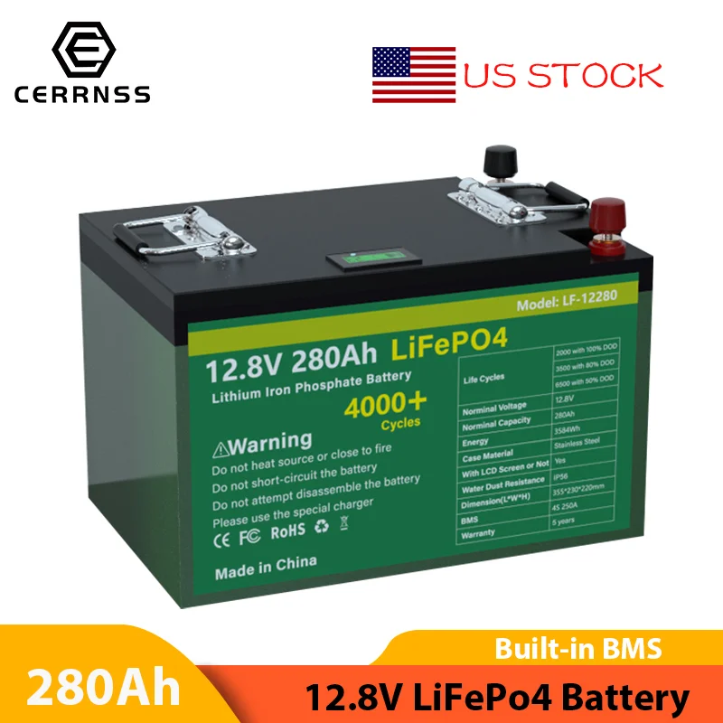 Аккумуляторная батарея Lifepo4 литий-железо-фосфат Встроенный BMS 12 В 280 Ач 300 для