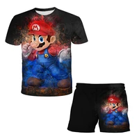 summer childrens t shirt set popular games mario brothers t shirt short sleeve set boys and girls two piece childrens wear