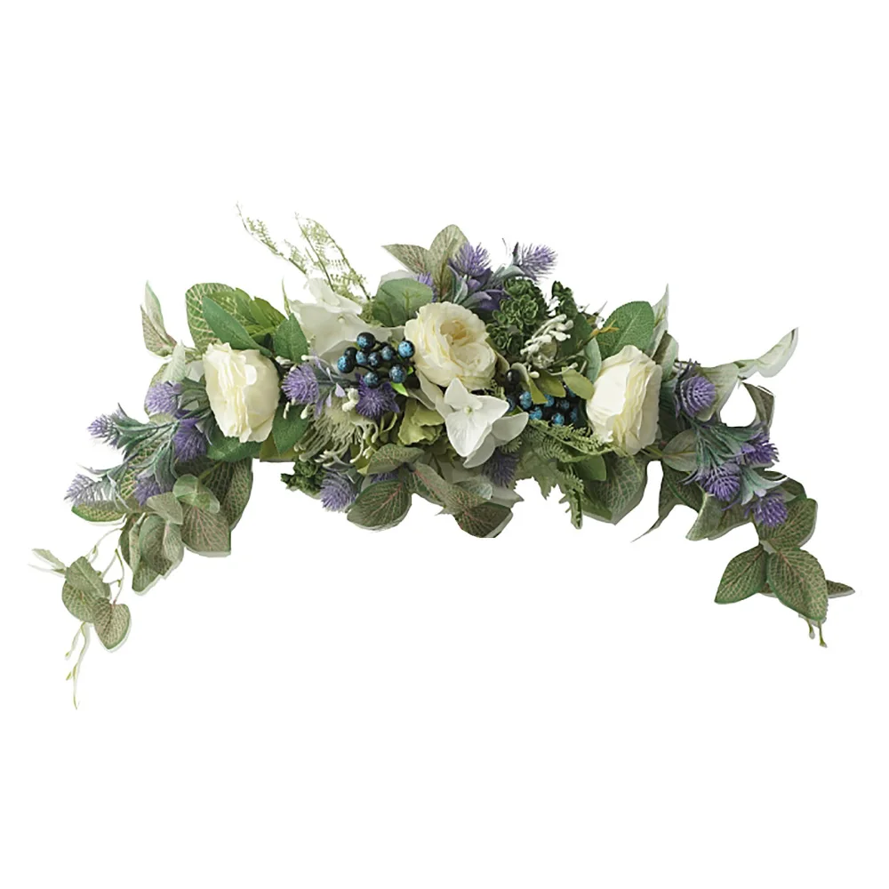 

Garlands Wedding Peony Hydrangea Wreath Ornament For Front Door Silk Cloth Multicolor Lifelike Wall Hanging With Green Leaves