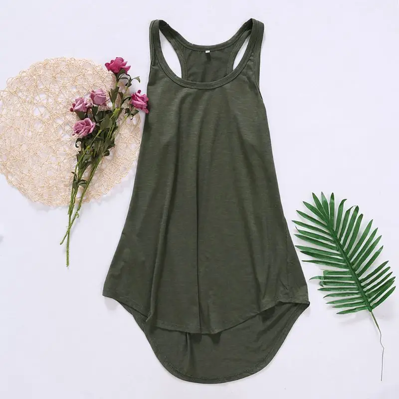 

2022 New Women Sleeveless Loose Casual Solid Dress Summer Swing Mini Sundress Shirtdress