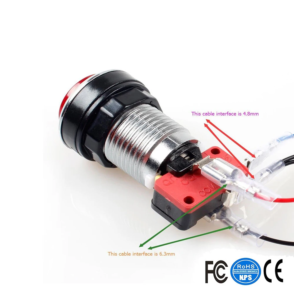 Аркадные кнопки хромированный посеребренный 5 В/12 В светодиодный кнопочный 1P / 2P