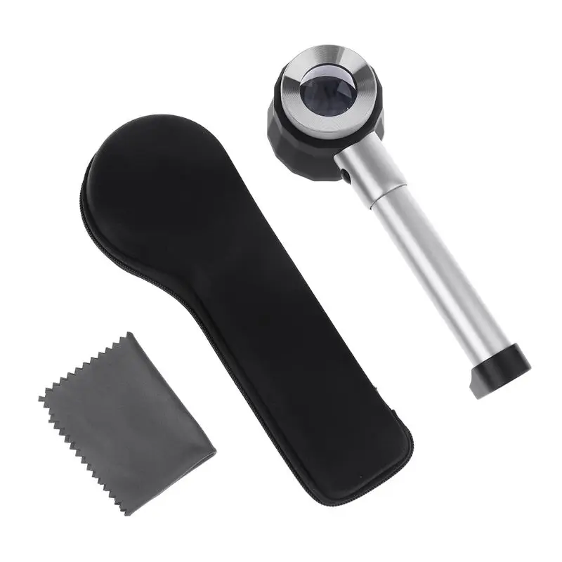 

10X Magnifier Loupe Lens with Scale LED Light Handheld Reading Holding Metal Magnifying Glass for textile print jewelry repair