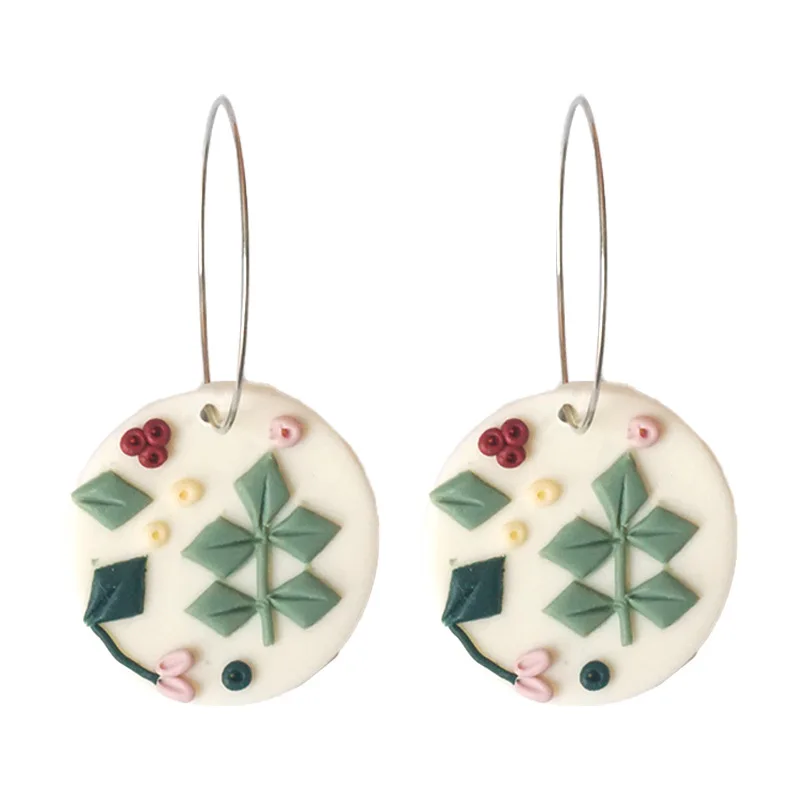 

Minar Fashion Geometric U Shape Flower Polymer Clay Dangle Earring for Women Delicate Handmade Earring Jewelry Pendientes