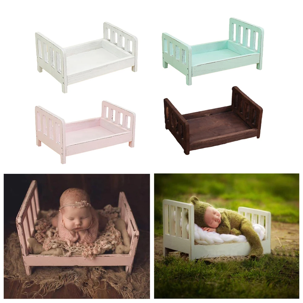 

Newborn Photography Props Cute Cookie Bed Tea Table Biscuit Plate Set Vintage Wooden Basket For Photo Shoot Baby Boy Accessories