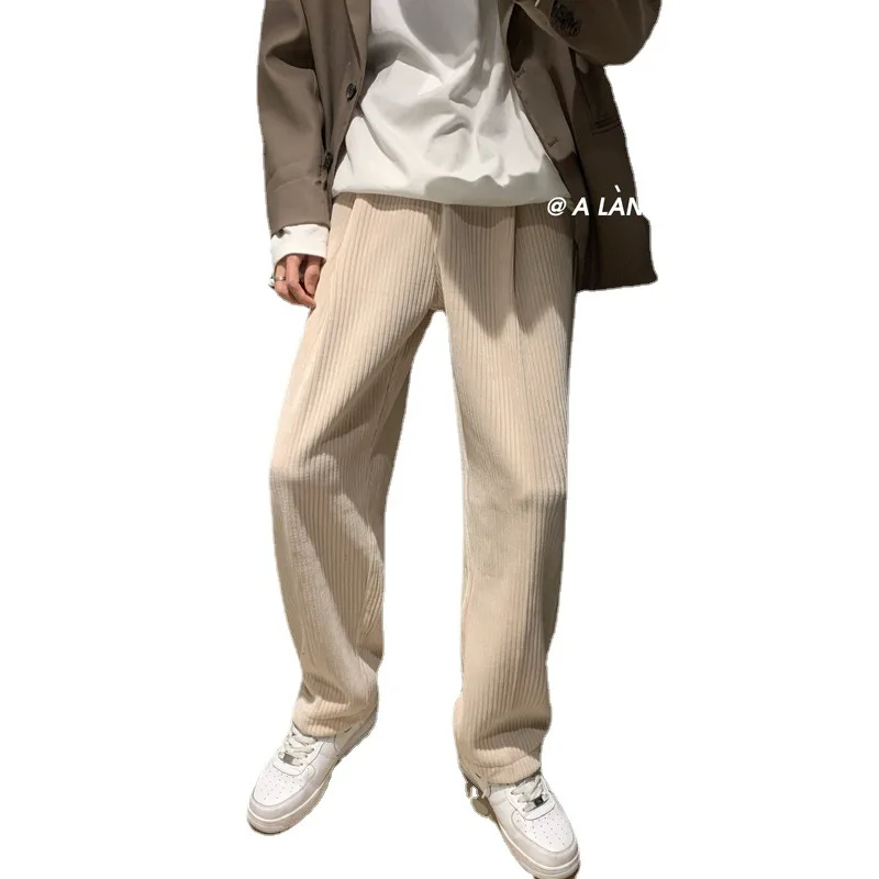 

2021 New Spring Corduroy Drop-feeling Floor-dragging Casual Pants Loose Straight Leg Korean Fashion Man