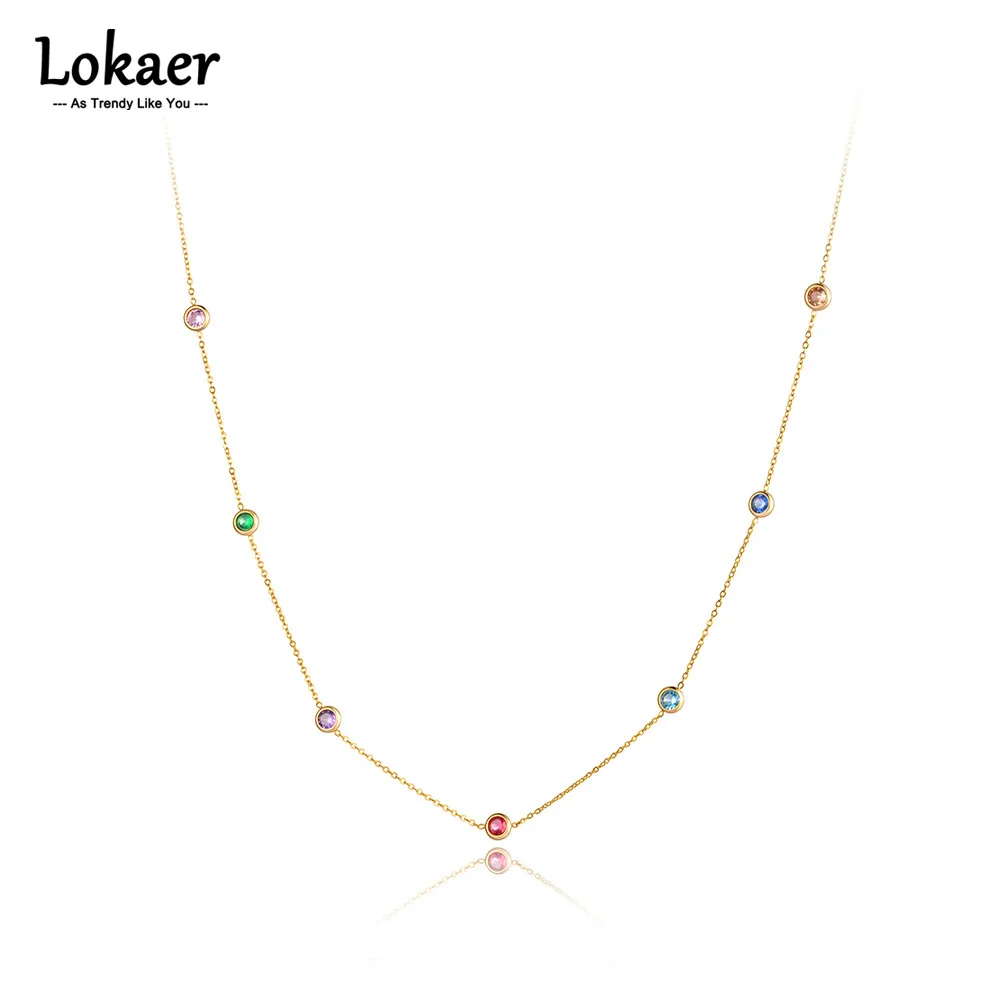 Lokaer Ожерелье из нержавеющей стали с цирконием