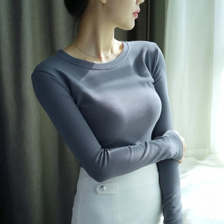 Женская хлопковая футболка для отдыха с длинными рукавами и женская круглым