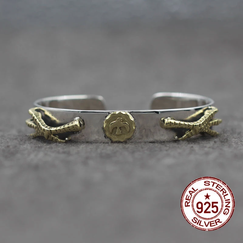 Открытый браслет из стерлингового серебра S925 персонализированный ретро-браслет