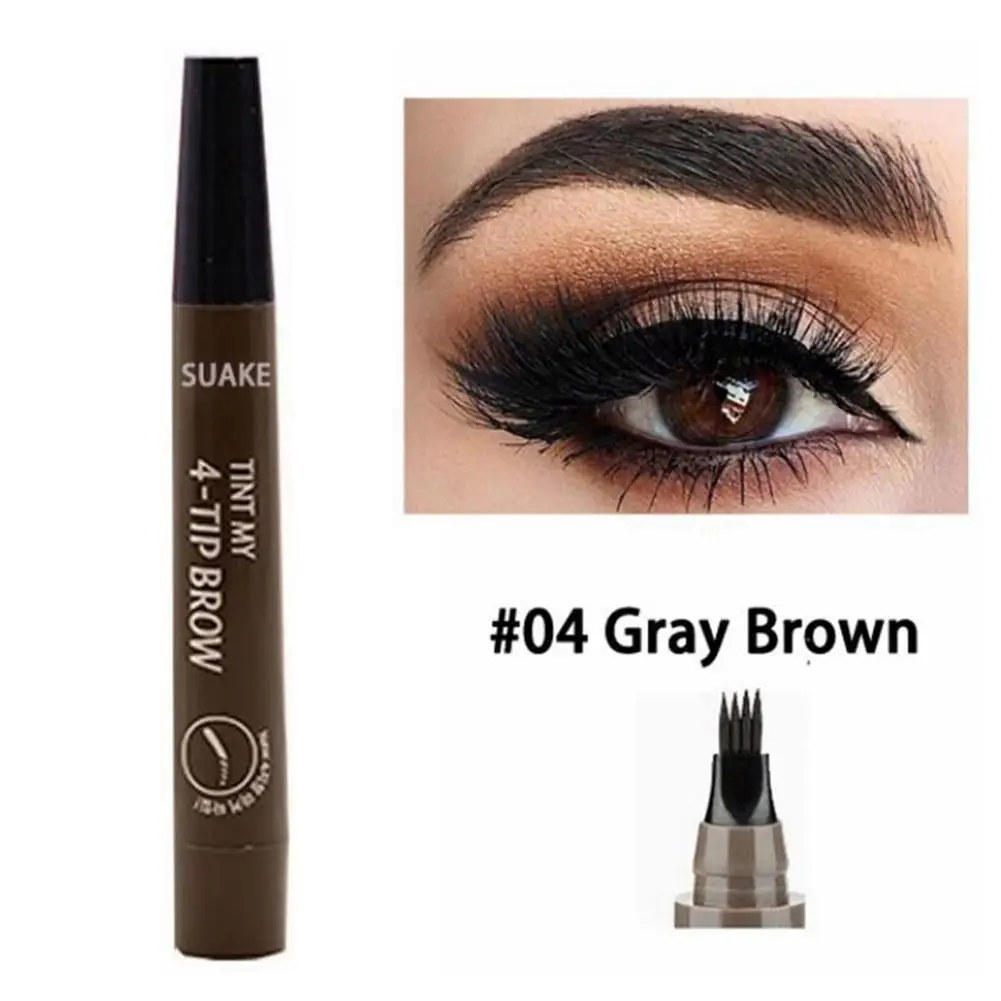 

5 Colors Eyebrow Pen Waterproof 4 Fork Tip Eyebrow Tattoo Pencil Cosmetic Long Lasting Natural Dark Brown Liquid Eye Brow Pencil