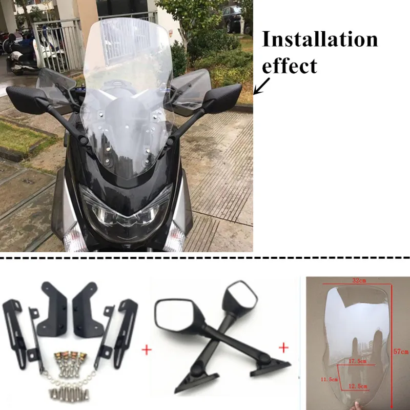 A mirror clear18 Модифицированные мотоциклетные Nmax регулируемые пластиковые дефлекторы ветрового стекла для nmax155 nmax 150 - Цвет: A mirror clear18