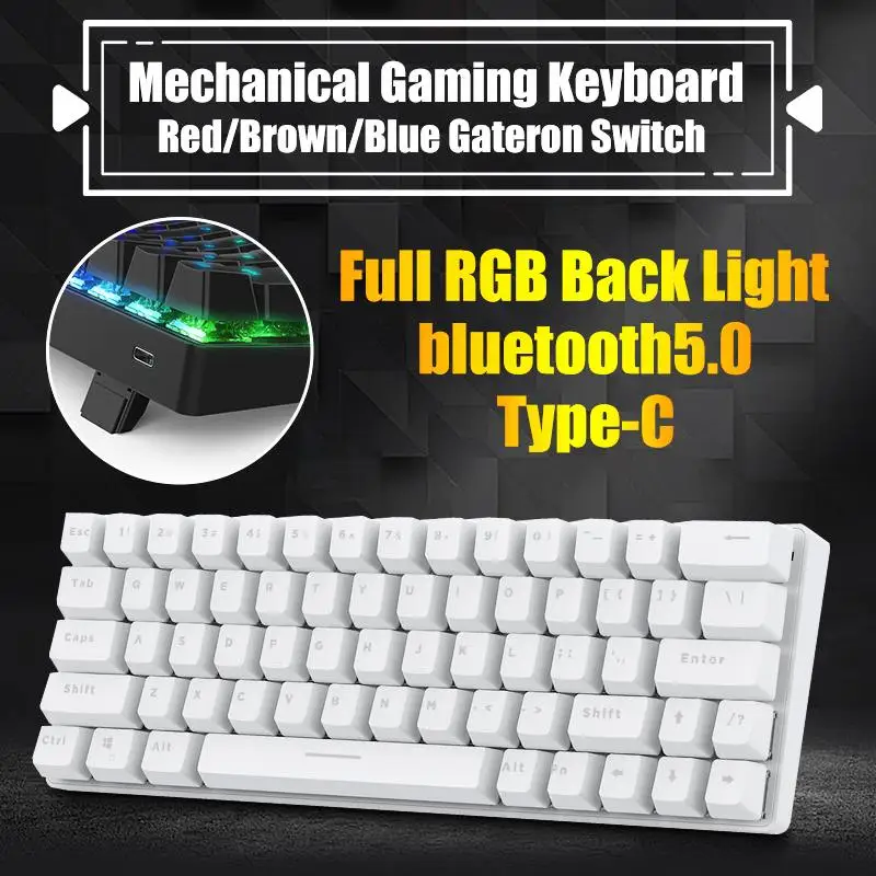 

Portable 63 Keys Mechanical Gaming Keyboard bluetooth Wireless Dual Modes Keyboard Switch RGB Backlit Type-C Gaming Keyboard