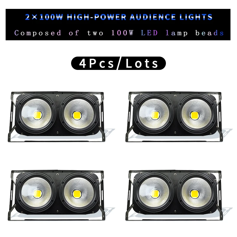 

4Pcs/Lots 200W High Power Audience Light Two Eyes COB 2x100w Surface Light For Stage DJ Bar Effect Club Lighting With DMX