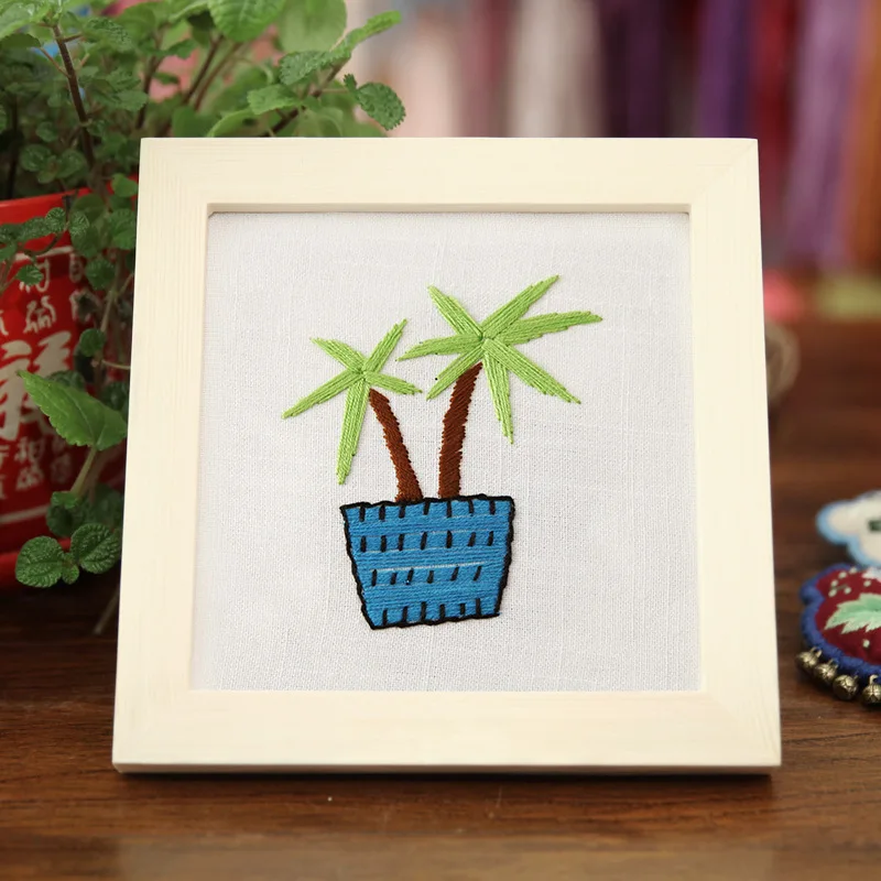 Набор для простой вышивки начинающих вышивка крестиком суккуленты кактус цветы