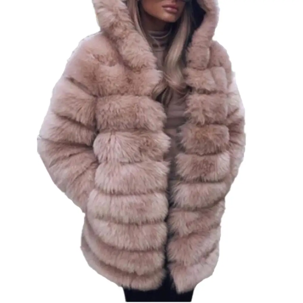 Женская Шуба из искусственного меха Lisa Colly зимняя шуба лисьего с капюшоном