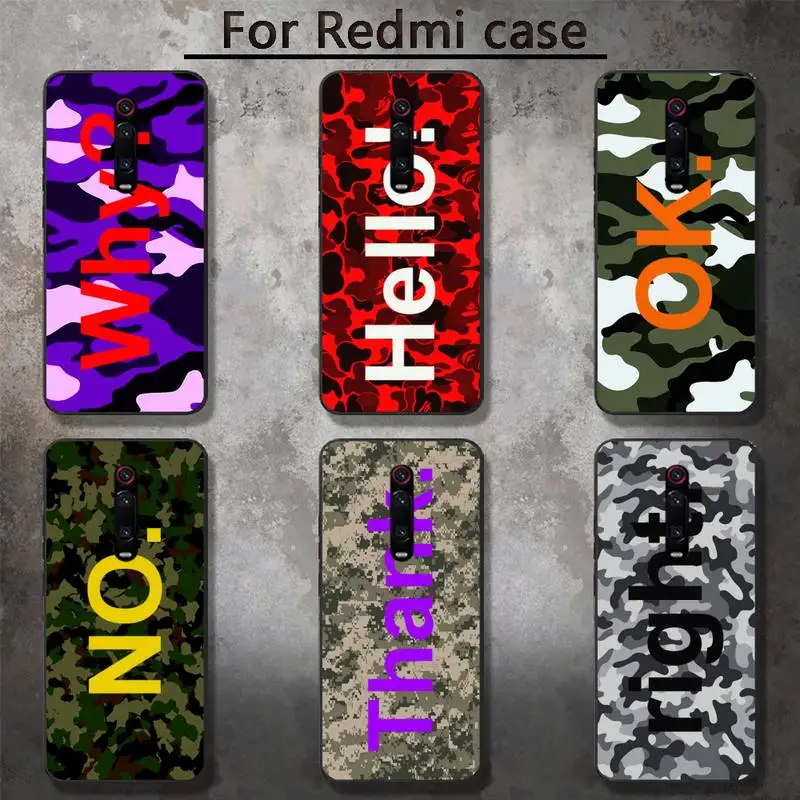 

Fashion luxury camouflage greeting letters Phone Cases for RedMi 5 5plus 6 Pro 6A S2 4X GO 7A 8A 7 8 9 K20 case