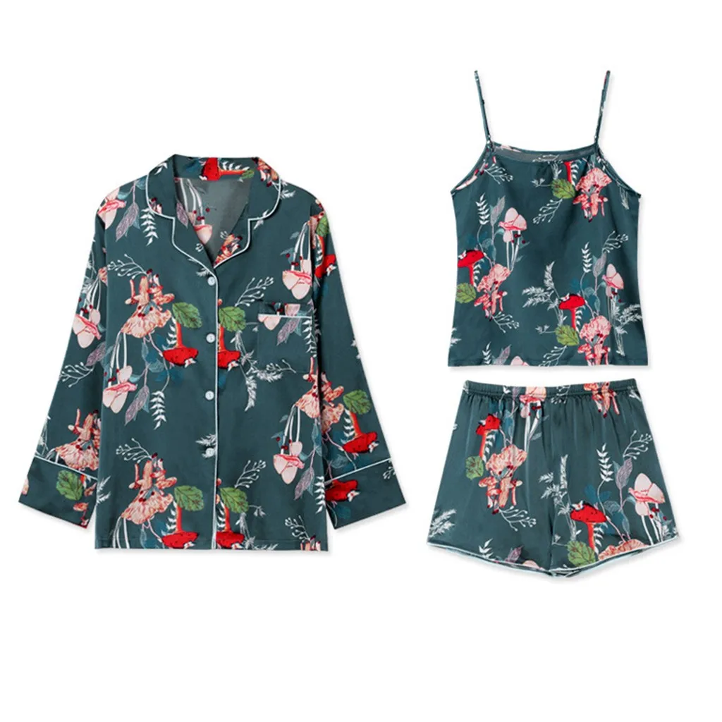 7 шт. шелковое женское белье майка с принтом шорты штаны пижама повязкой на глаза