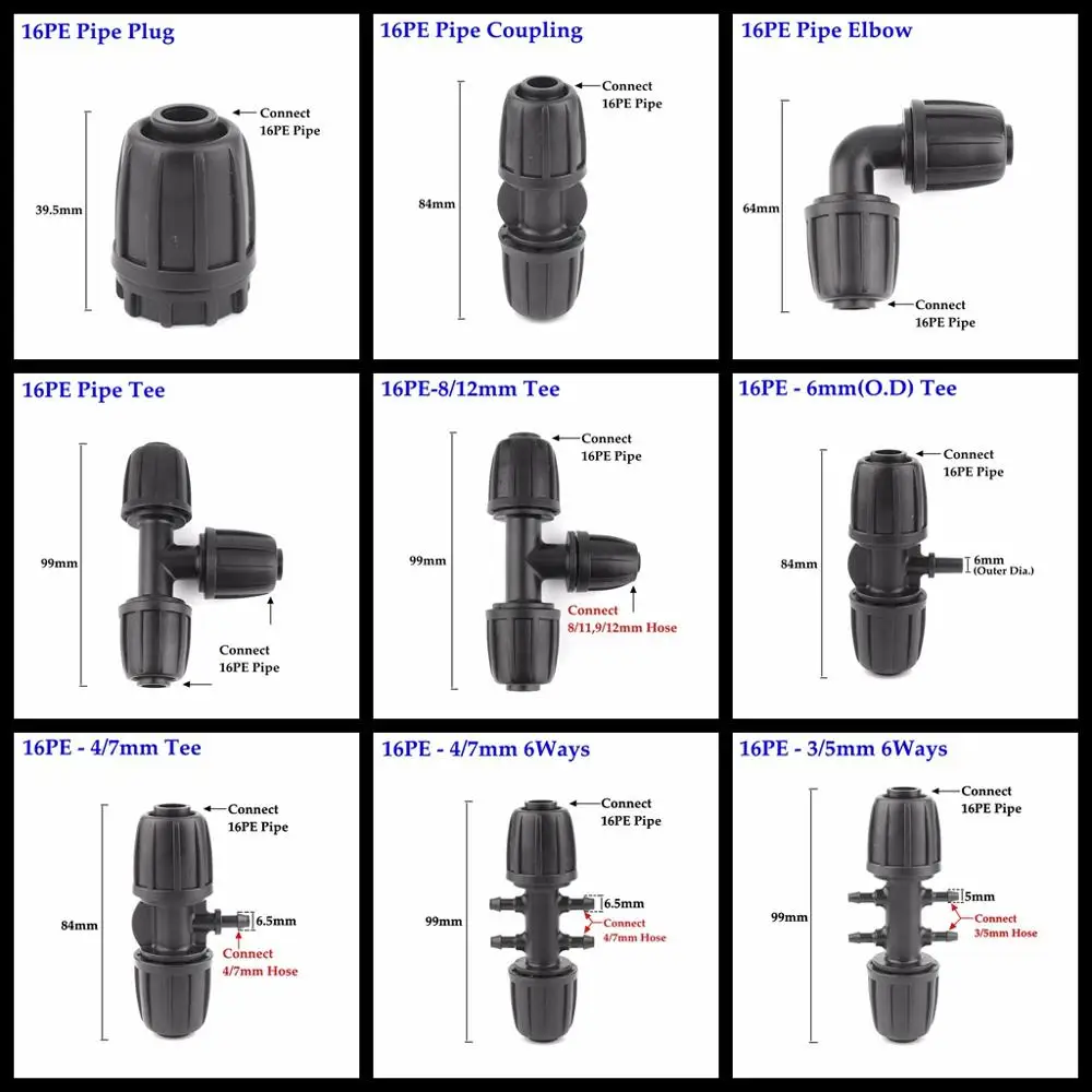 

2 шт 16 мм орошение PE трубы соединители ЗАМОК гайки садовый водный соединитель сельскохозяйственный трубопровод для полива шланга фитинги т...