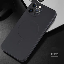 Magnetic Liquid Silicone Wireless Phone Case for iPhone 12 11 13  Pro Max Mini X Xs Xr 7 8 Plus Magsafing Charging Celular Coque