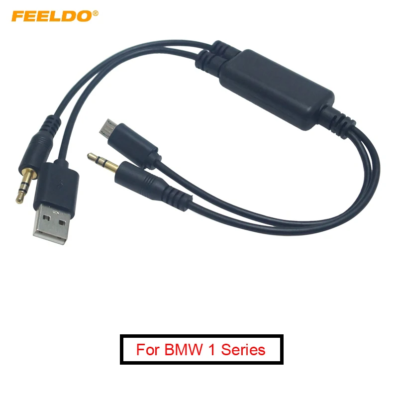 FEELDO 10 шт. автомобильный 3 5 мм штекер Micro USB до разъем AUX кабель адаптер для BMW