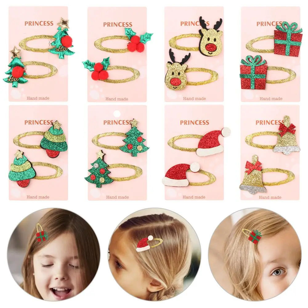 

Мультяшные рождественские аксессуары для волос для девочек, шпильки для волос