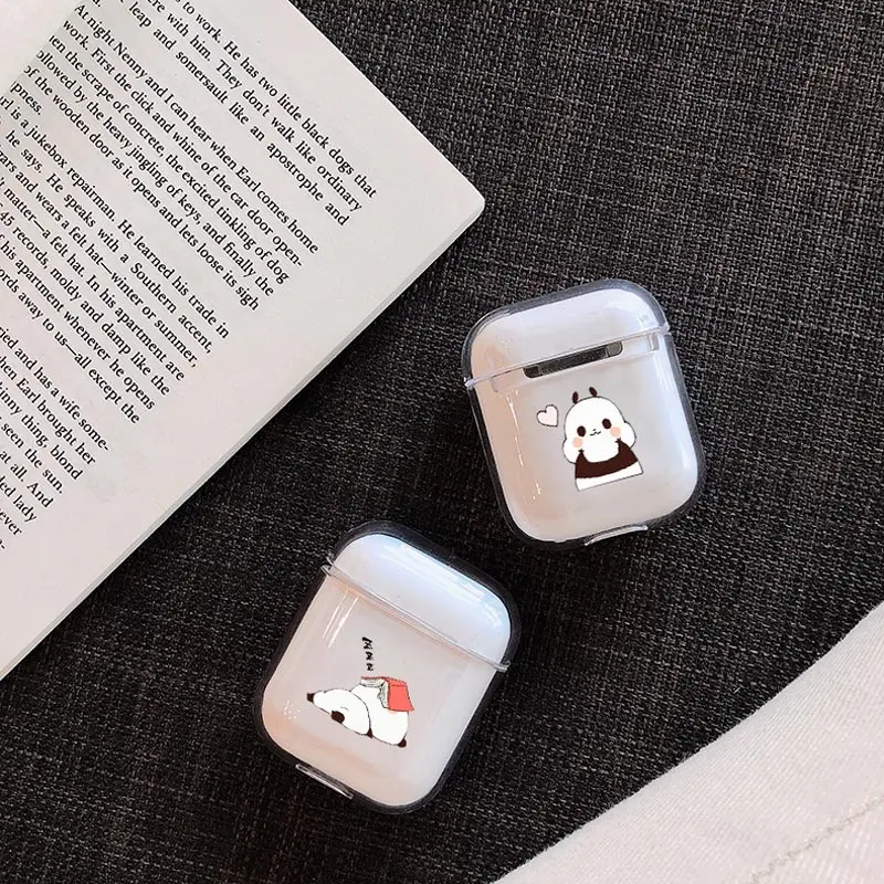 Мягкий милый Чехол Air Pods для Apple Airpods, роскошный Прозрачный чехол с мультяшной пандой Airpods, аксессуары для наушников Bluetooth