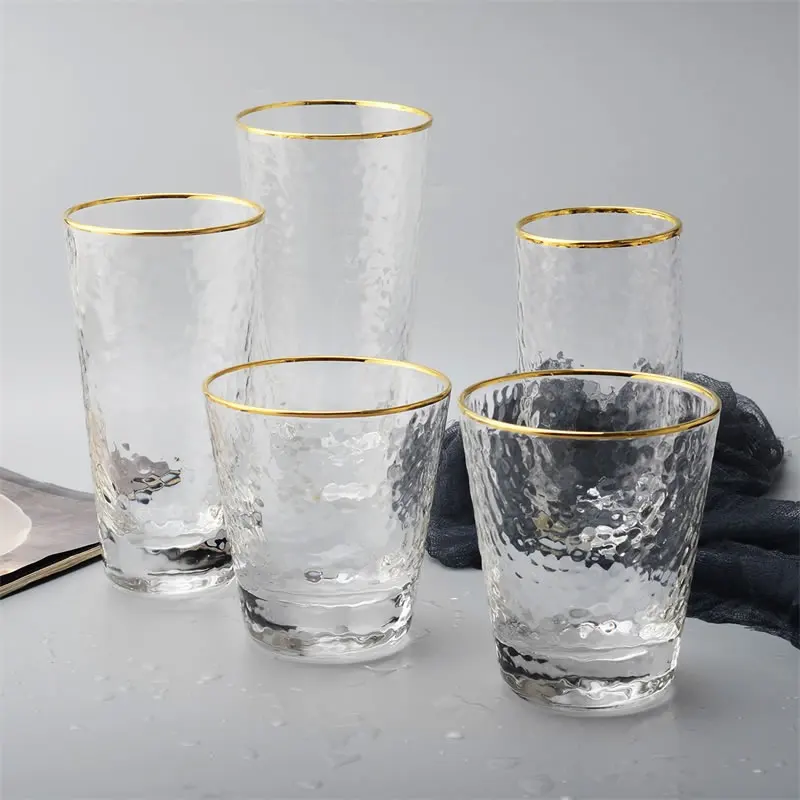 

Gold Inlay Edge Glass Cup Coffee Milk Tea Cup Whiskey Stemless Wine Glass Cup Water Glasses For Drinking Creative Gift Drinkware