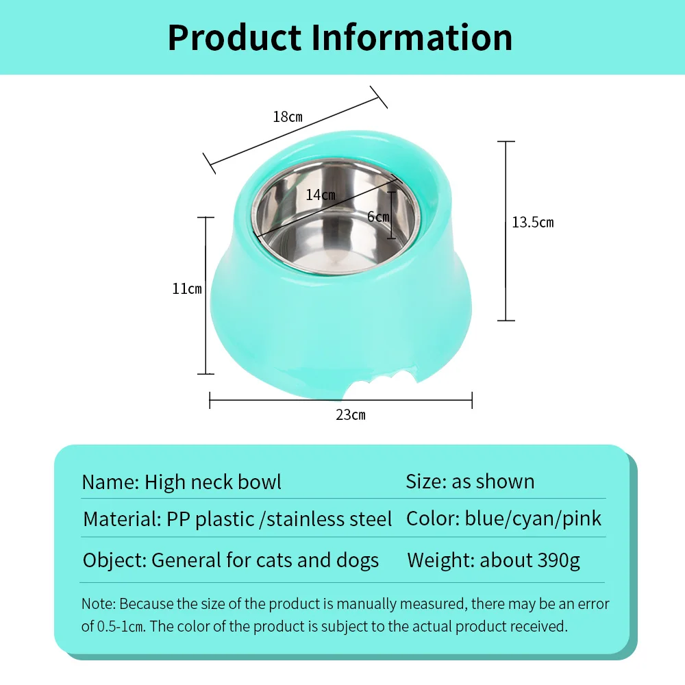 

Dog Bowl Large High Foot Single Bowl Non-Slip Anti-Tipping Stainless Steel Plastic Cat Food Water Pet Supplies Feeder