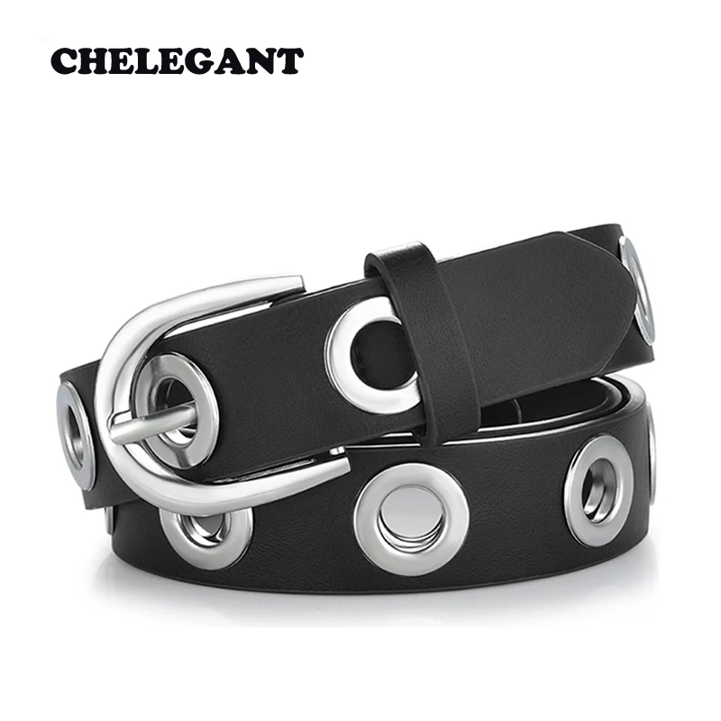 Ремень CHELEGANT из искусственной кожи Женский модный дизайнерский пояс с люверсами