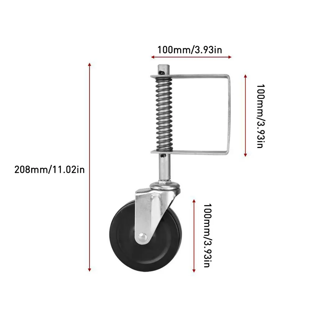 

4 Inch Nylon Gate Wheel Spring Loaded Swivel Caster Heavy Duty 440lbs Load Capacity Spring Wheel For Door