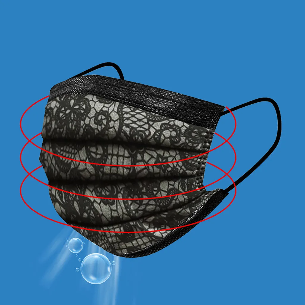 

50pc Adults Disposable Scarf Women Fashion 3ply Ear Loop Pattern Non-woven Foulard Femme Fashion Scarf Women