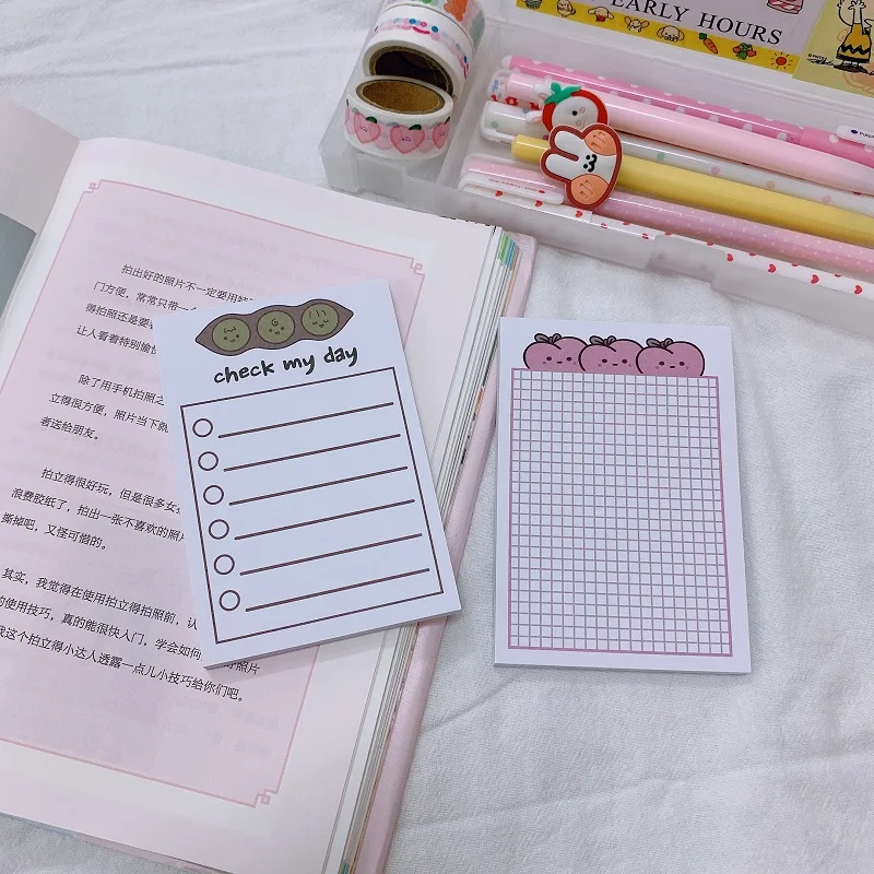 50 sheets Ins Simple style Students Sticky Notes Grid Peach Memo Pad creative To Do List Stationery Diy Kawaii Planner Stickers |
