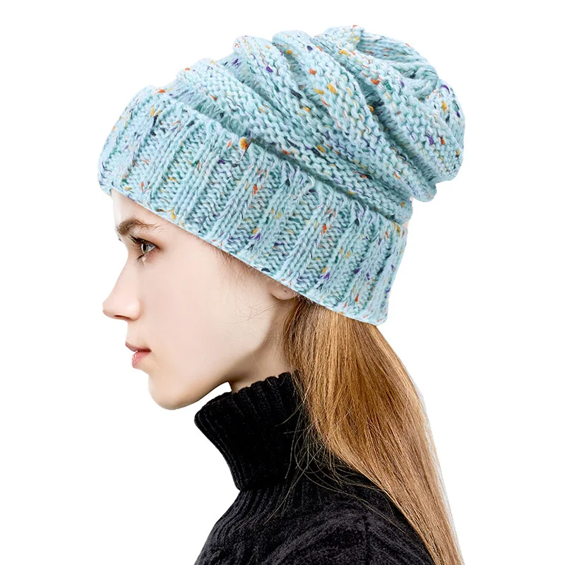 

Winter must-have warmth fashion retro men and women couple dome beanie knitting hedging colored thread pile hat