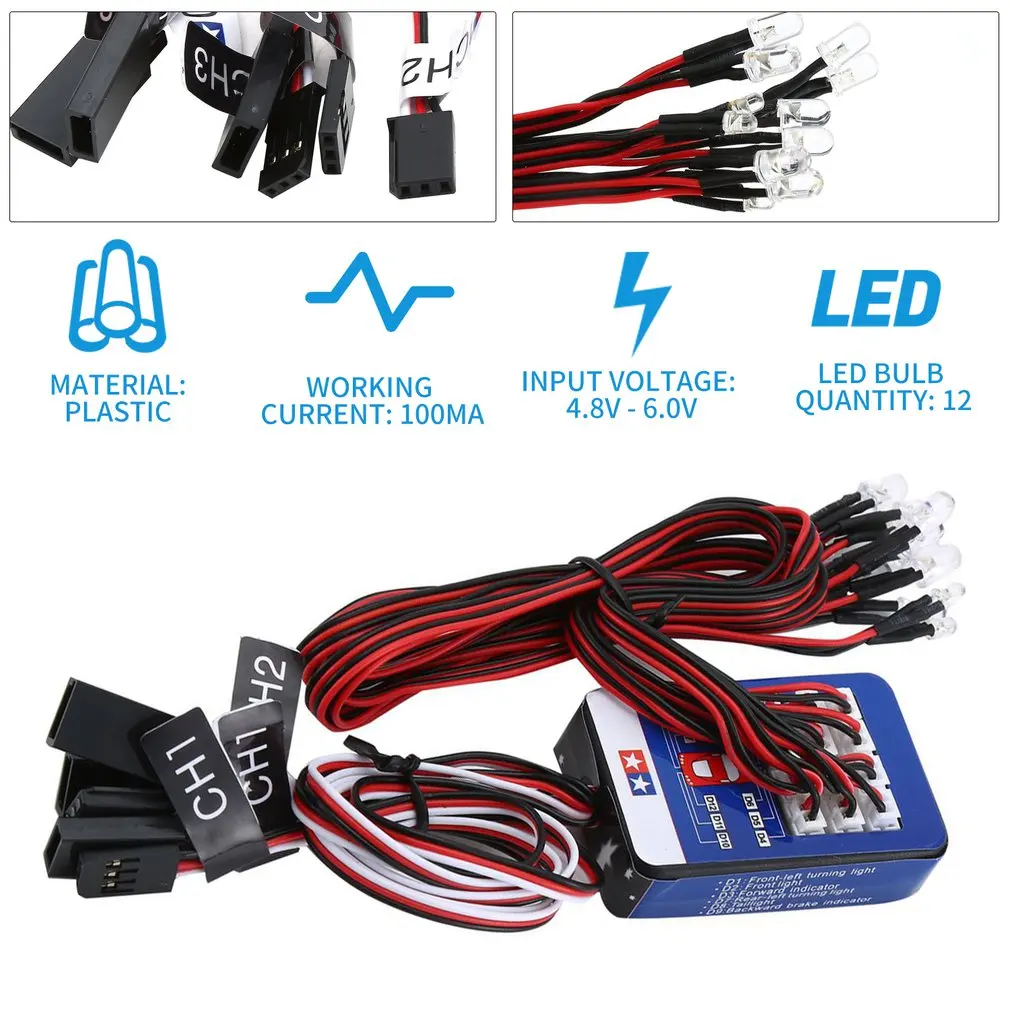 12 LED Lighting Kit Steering Brake Simulation Flash Light for 1/10 RC Car For Yokomo Tamiya Exquisitely Designed | Игрушки и хобби