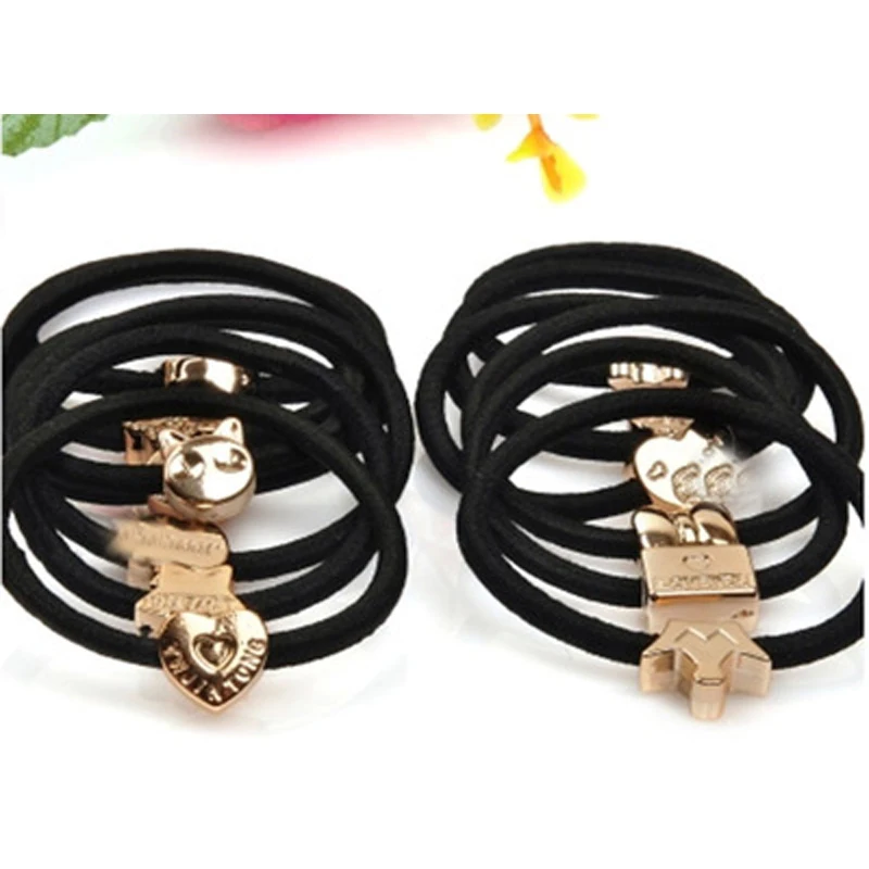 10 шт 55 мм позолоченные черные эластичные держатели для конского хвоста