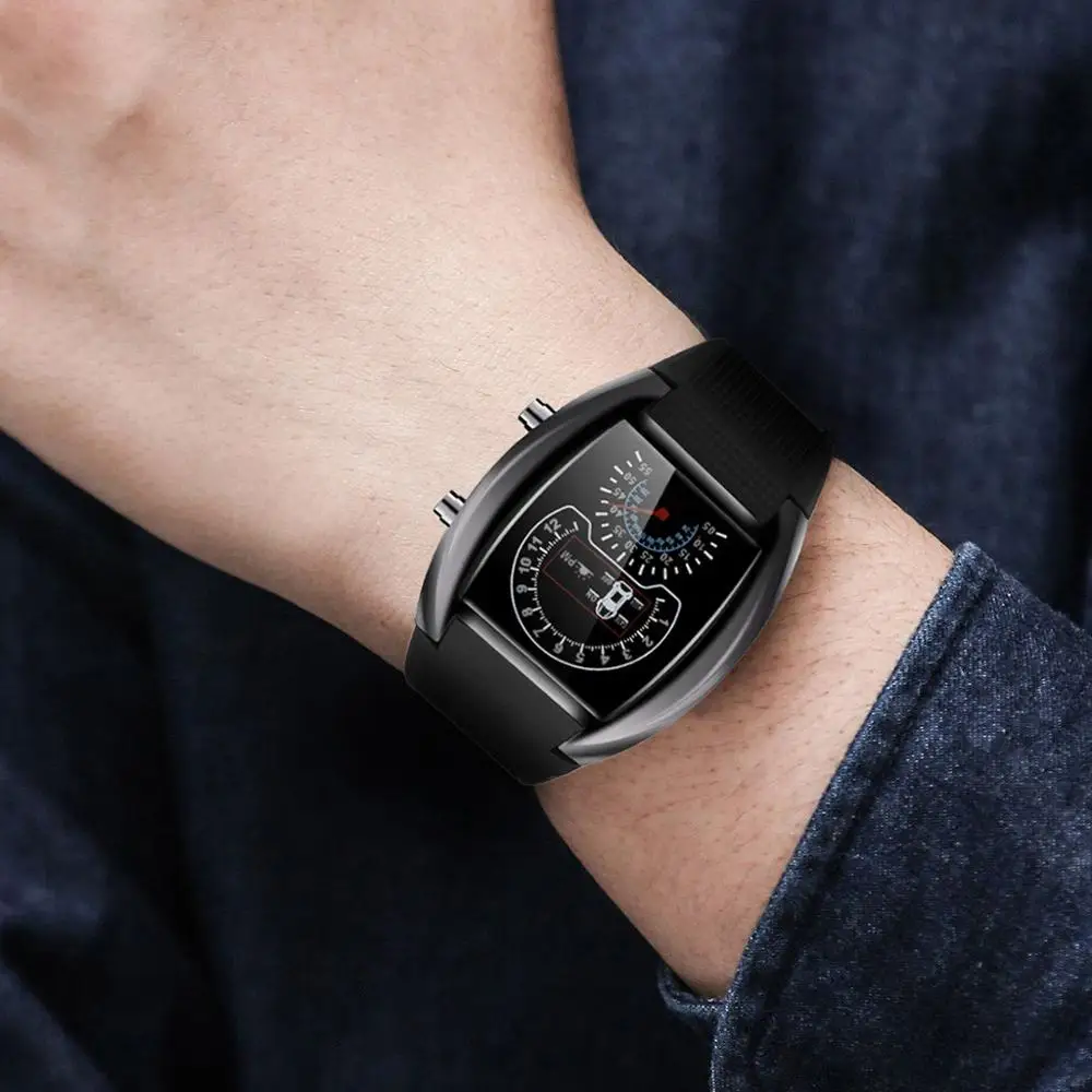 2019 светодиодные мужские модные цифровые часы со вспышкой турбо Спидометр