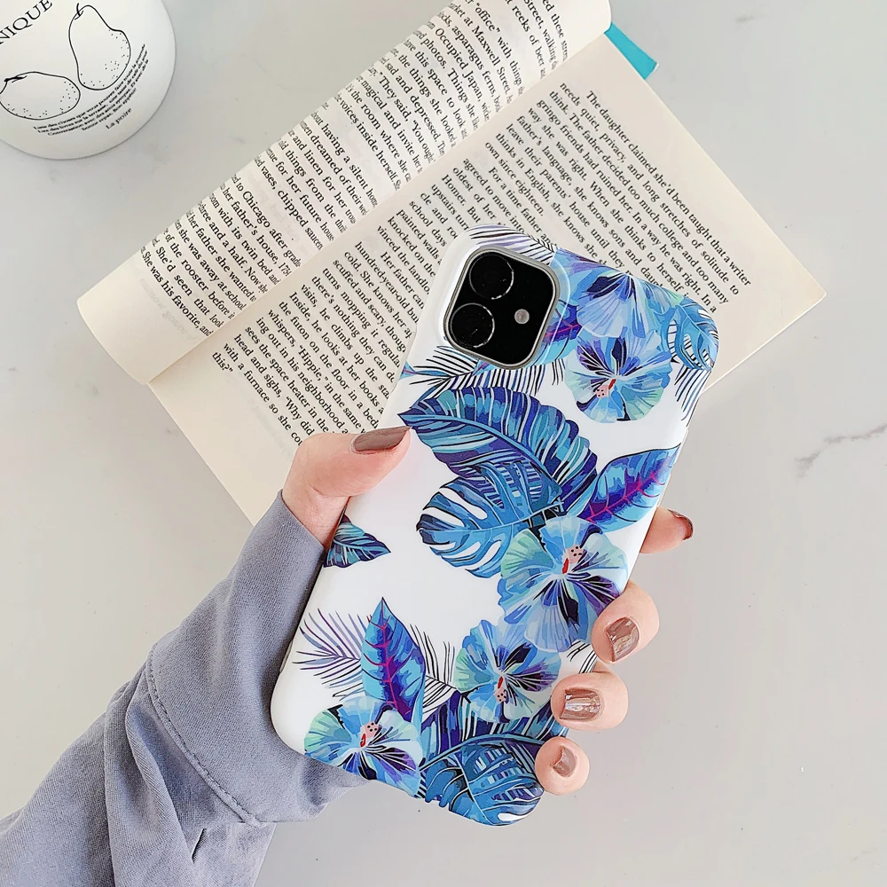 Eqvvol чехол с банановым листом и цветами для iPhone 11 Pro Max XS XR X Ретро Чехол цветочным