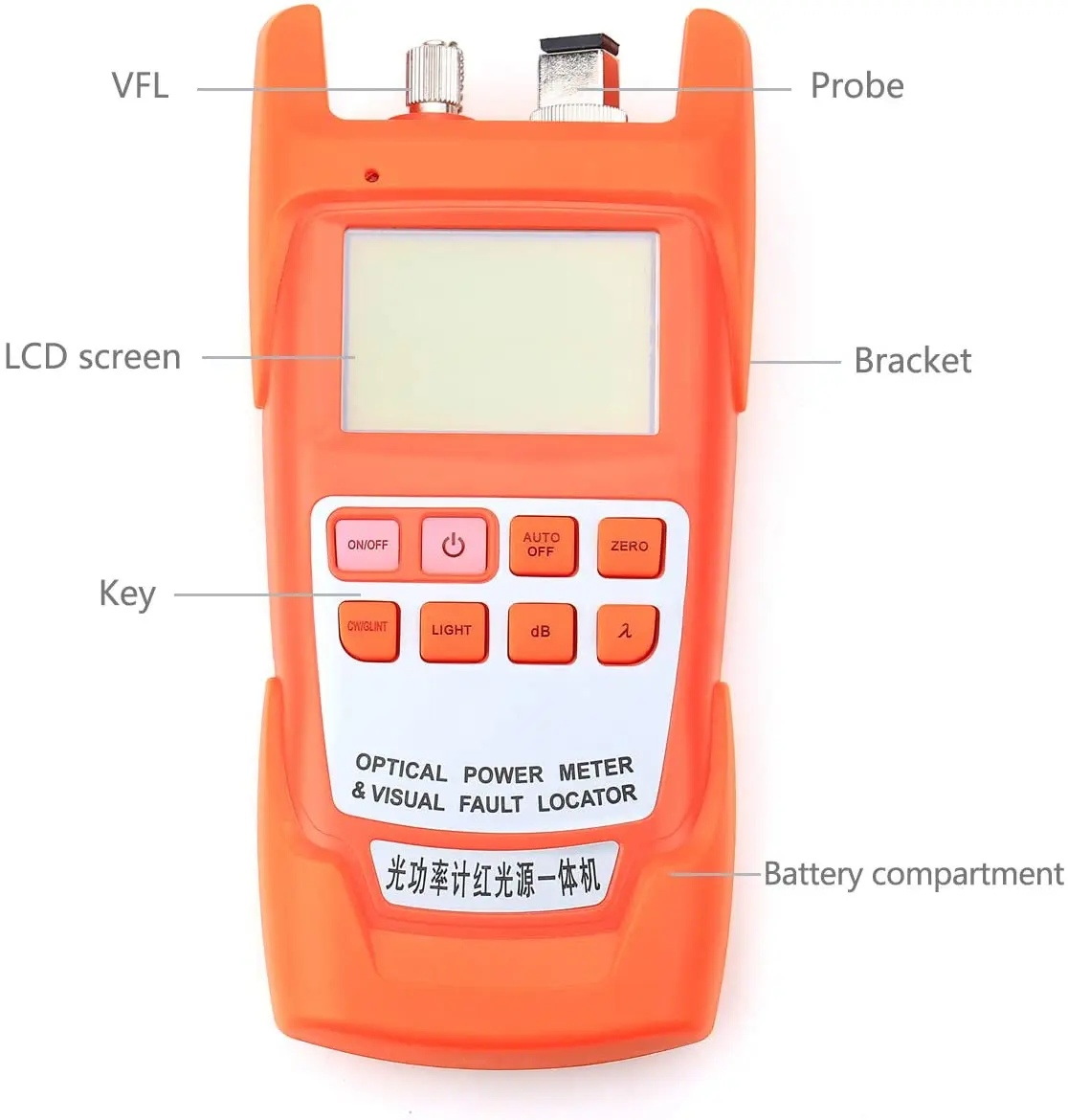 All-IN-ONE Fiber Cable Tester20 mw Optical power meter -70 to +10 dBm Light Power Red Light Source One Machine Orange
