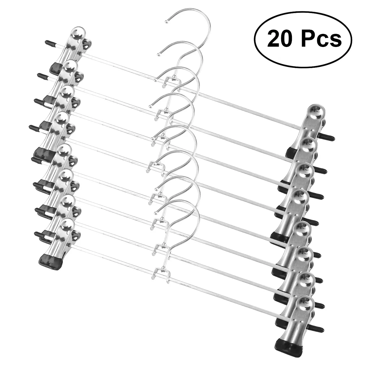 

20pcs Stainless Steel Anti-Slip Clothes Drying Hanger with Clips Pants Drying Rack