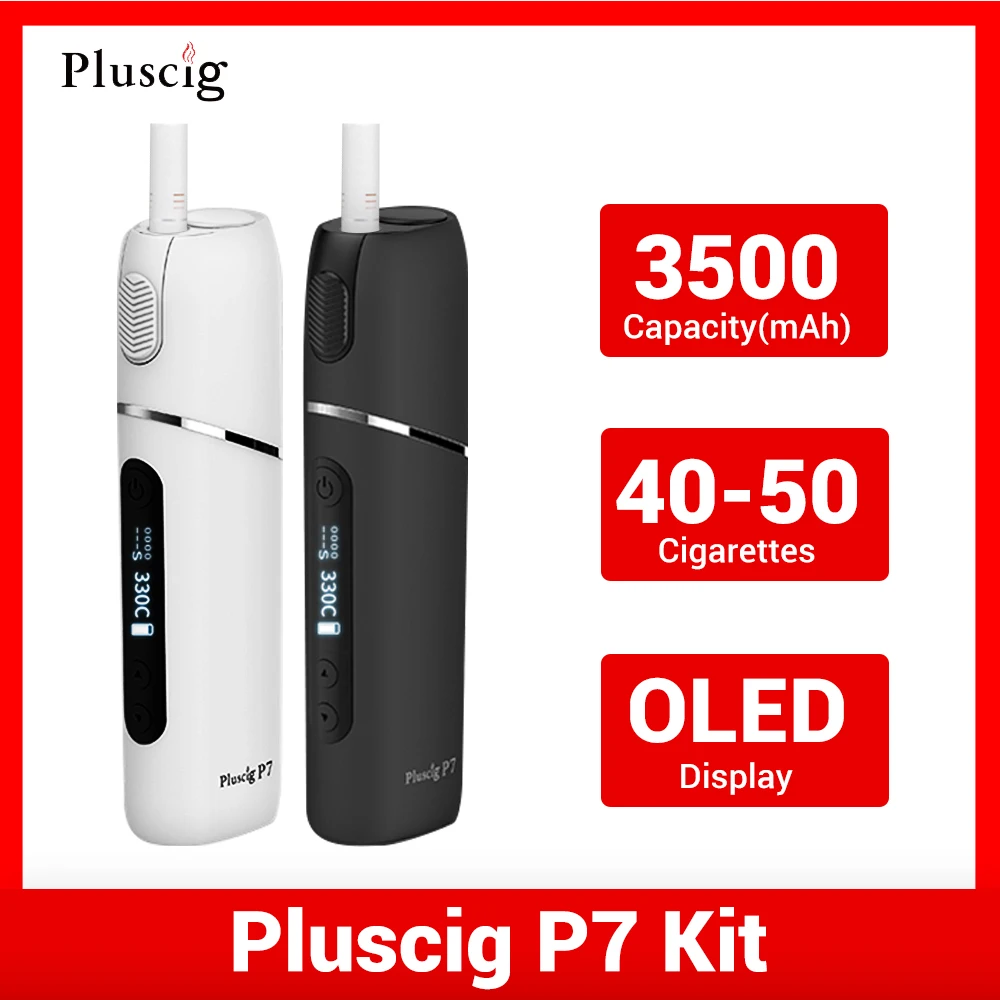 Vape Pluscig P7 Kit Fit  Heets Pod  Cigarette Electronique Box Mod 3500mah Battery Heating Tobacco Dry Herb Vaporizer 6688